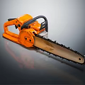 Heavy Duty Orange Chainsaw With Black Handle And Sharp Cutting Chain