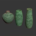Decorative Green Vases With Various Shapes And Textured Patterns For Home Decor