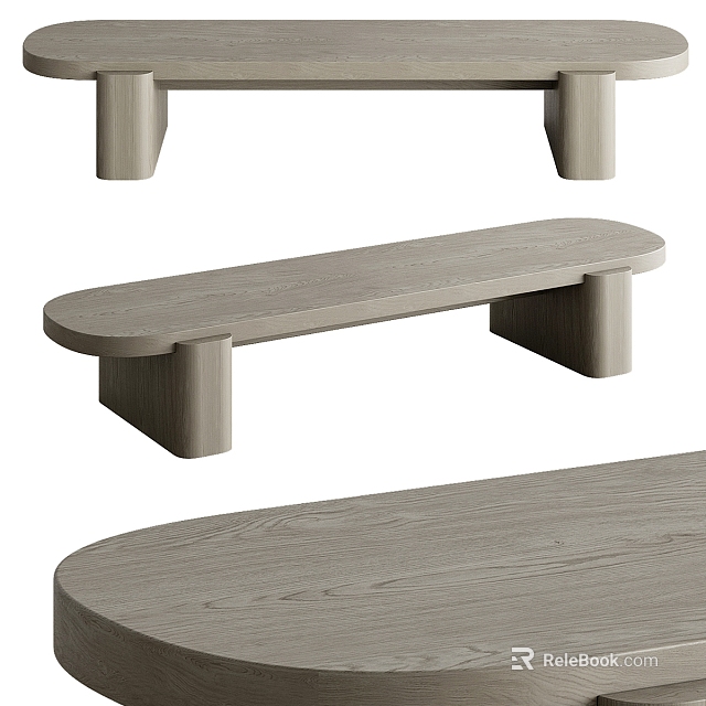 Minimalist Wooden Oval Coffee Table With Sturdy Legs And Smooth Surface Design 3d model 