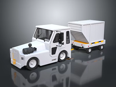 White Industrial Tractor With Enclosed Container Trailer For Efficient Cargo Transport 3d model