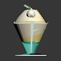 Delicious Layered Dessert in Transparent Glass with Cream Lemon Slice and Green Leaf