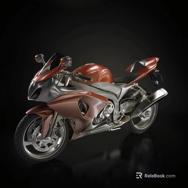 Red and Silver Sleek Motorcycle With Modern Sporty Design And Shiny Finish 3d model 