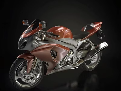 Red and Silver Sleek Motorcycle With Modern Sporty Design And Shiny Finish 3d model