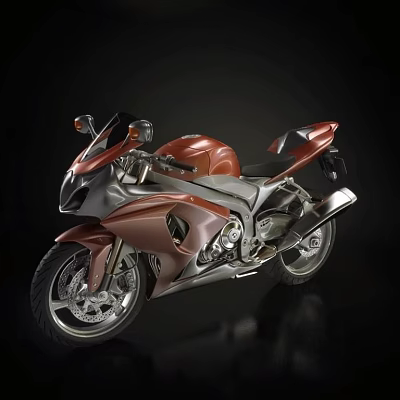 Red and Silver Sleek Motorcycle With Modern Sporty Design And Shiny Finish 3d model