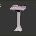 Elegant White Pedestal Sink With Double Faucets Modern Bathroom Fixture Design