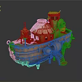 Vintage Steampunk Copper Colored Water Vehicle with Dome Pipes and Ladder Details