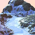 Scenic Snowy Mountain River Landscape With Rocky Banks And Clear Water