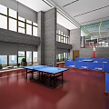 Spacious Indoor Sports Facility With Ping Pong Tables And Basketball Court