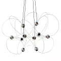 Modern Artistic Chandelier With Metallic Balls And Intricate Wire Design For Living Room