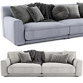 Modern Light Gray Two Seater Sofa With Patterned Pillows And Soft Throw Blanket 3d model