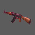 Classic Assault Rifle With Wooden Stock And Black Metal Barrel Design