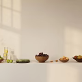 Fruits Displayed On Table With Minimalist Background And Natural Light
