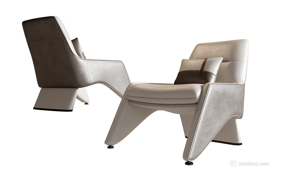 Modern Leather Lounge Chair With Stylish Design And Comfortable Cushion Armrest 3d model 