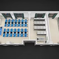 Laboratory Interior Design With Arranged Lab Benches Blue Chairs Lockers And Equipment