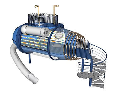 Vibrant Playground Equipment With Spiral Slide Transparent Tube Colorful Panels And Stairs 3d model