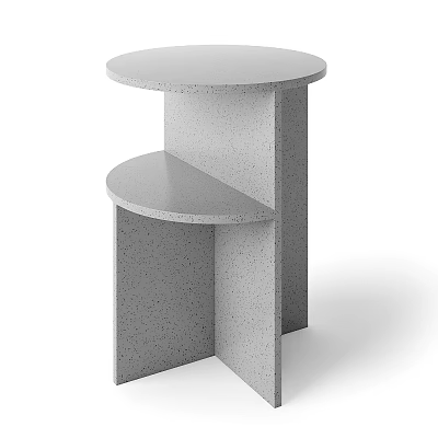 Modern Speckled Coffee Table With Circular Top And Semi Circular Shelf Contemporary Minimalist Design 3d model