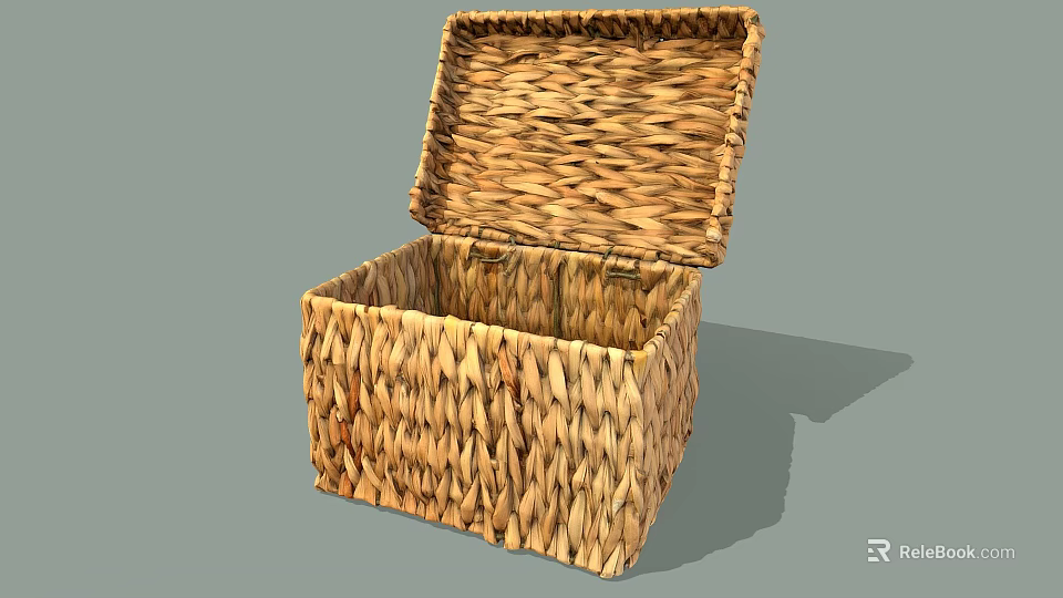 Handcrafted Natural Woven Storage Basket With Open Lid For Home Organizing 3d model 