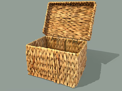 Handcrafted Natural Woven Storage Basket With Open Lid For Home Organizing 3d model