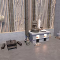 Rustic Kitchen Interior Design With Natural Wooden Cabinets And Stone Countertop