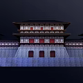 Traditional Ancient Chinese Architecture Featuring Classic Roofs Red Doors And Illuminated City Walls