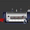 Industrial Cylindrical Machinery With Blue Body Valves Pipes Control Panel And Internal Metal Components