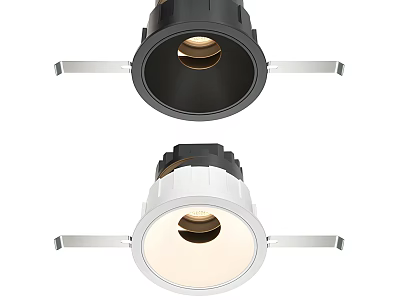 Modern Recessed Ceiling Lights Black and White with Round Trim and Metal Brackets 3d model
