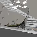 Modern Staircase Chandelier 3d model