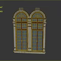 Classic Double Arched Window Furniture With Wooden Frame And Glass Panes