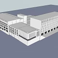 Modern Office Building Architectural Design With Connected Structures And Large Windows 3d model