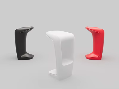 Modern Single Chair Black White Red Minimalist Design For Interior Decor 3d model