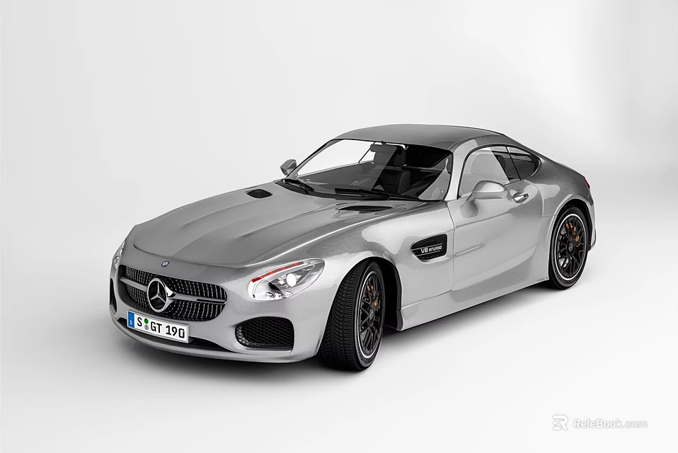 Silver Mercedes Coupe Exterior Design With Sleek Body And Black Wheels 3d model 