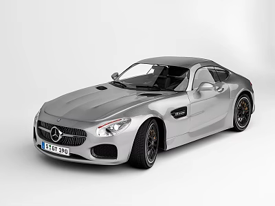 Silver Mercedes Coupe Exterior Design With Sleek Body And Black Wheels 3d model