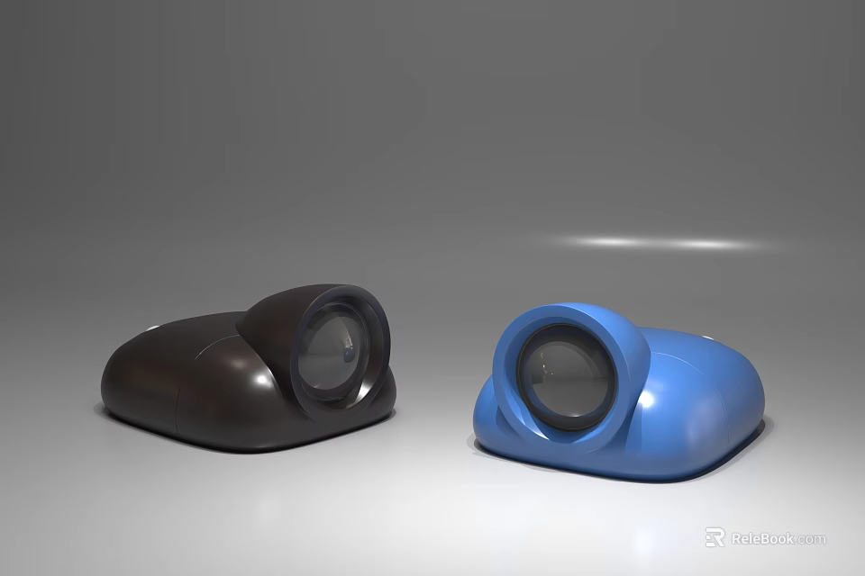 Modern Projection Monitoring Devices With Black And Blue Compact Sleek Design 3d model 