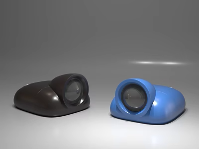 Modern Projection Monitoring Devices With Black And Blue Compact Sleek Design 3d model