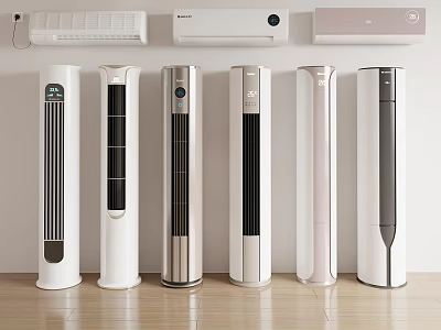 Modern Wall Mounted And Tower Air Conditioner Fans In White Silver Modern Designs 3d model