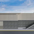 Finished Goods Warehouse Interior With Shelves Cardboard Boxes Green Flooring And No Smoking Signs