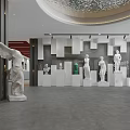 School Art Exhibition Space With Sculptures And Modern Design