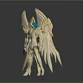 Game Movie Characters In Golden White Armor With Angelic Wings And Mythical Design