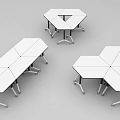 Modern Mobile Octagonal Conference Table With Wheels And Green Chair 3d model