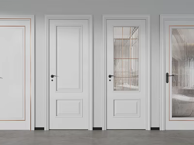 Modern Interior Hinged Doors With Various Glass Panel And Solid Panel Designs 3d model