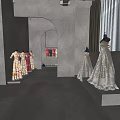 Elegant Bridal Shop Interior With Wedding Dresses On Mannequins And Display Racks