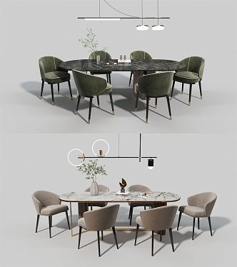 Modern Dining Table and Chair Combination Dining Table and Chair 3d model