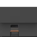 Wooden Countertop Workstation With Metal Frame And Black Upper Storage Cabinets
