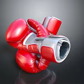 Red Leather Boxing Gloves With Silver Accents For Training And Fitness