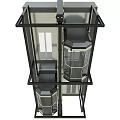 Elevator Model Decoration Ornament Set with Modern Metal Frame Transparent Glass and Multiple Pieces