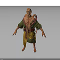 Humanoid Character With Tentacles On Back Wearing Green Tunic And Yellow Pants