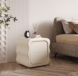 Modern Cream Style Bedside Table Cream Bedside Table 3d model