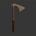Handcrafted Axe Weapon With Wooden Handle And Sharp Metal Blade Design 3d model