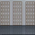 Three Modern Swing Doors With Intricate Geometric Patterns And Wooden Frames 3d model