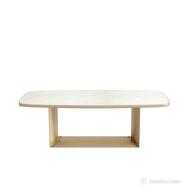 Elegant Modern Dining Table With Sleek Marble Top And Gold Metal Frame Design 3d model 